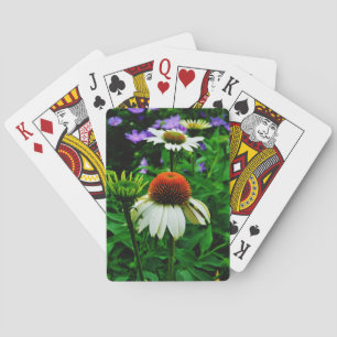 Weiße und orange KoneBlumen Spielkarten