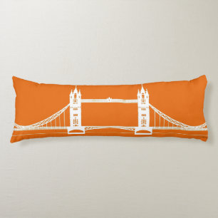 Weiße und orange Silhouette der London Bridge Seitenschläferkissen