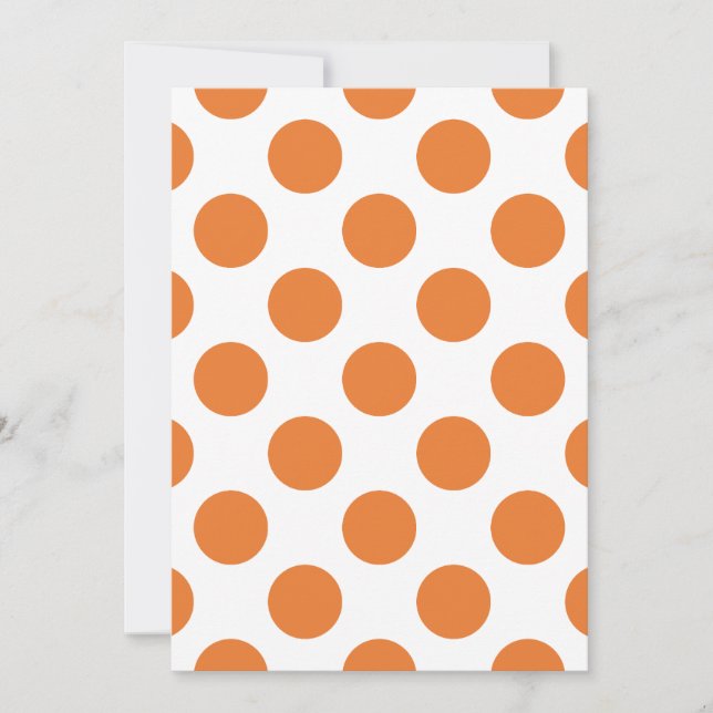 Weiße und orangefarbene Polka-Punkte Einladung (Vorderseite)