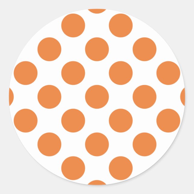 Weiße und orangefarbene Polka-Punkte Runder Aufkleber (Vorderseite)