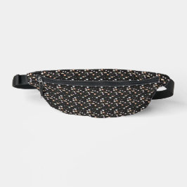 Weiße und pfirsichfarbene Wildblumen auf Black Fan Bauchtasche