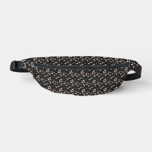 Weiße und pfirsichfarbene Wildblumen auf Black Fan Bauchtasche