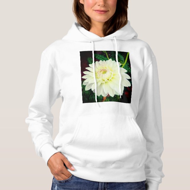 Weiße und rosa Blume Hoodie (Vorderseite)