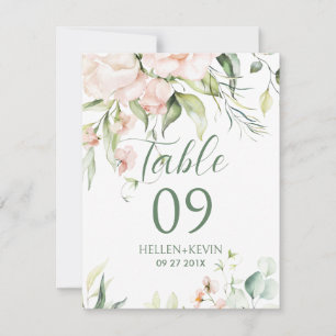 Weiße und rosa Blumen Tischnummer