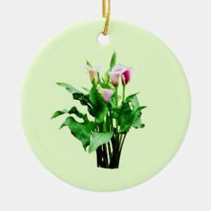 Weiße und rosa Calla-Lilien Keramikornament