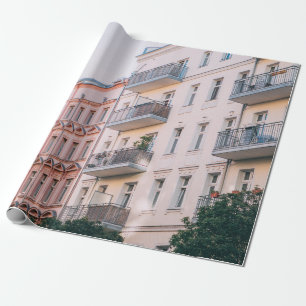 WEIßE UND ROSA GEBÄUDE GESCHENKPAPIER