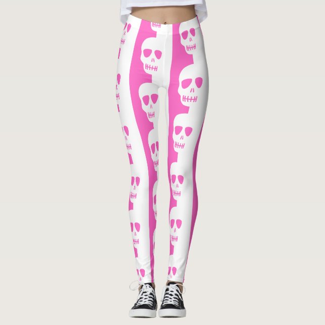 Weiße und rosa Skulpturen Leggings (Vorderseite)