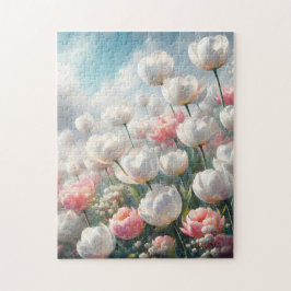 Weiße und rosa Tulpen 252-teiliges Puzzle