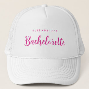 Weiße und rosafarbene Bachelorette Brautparty Truckerkappe