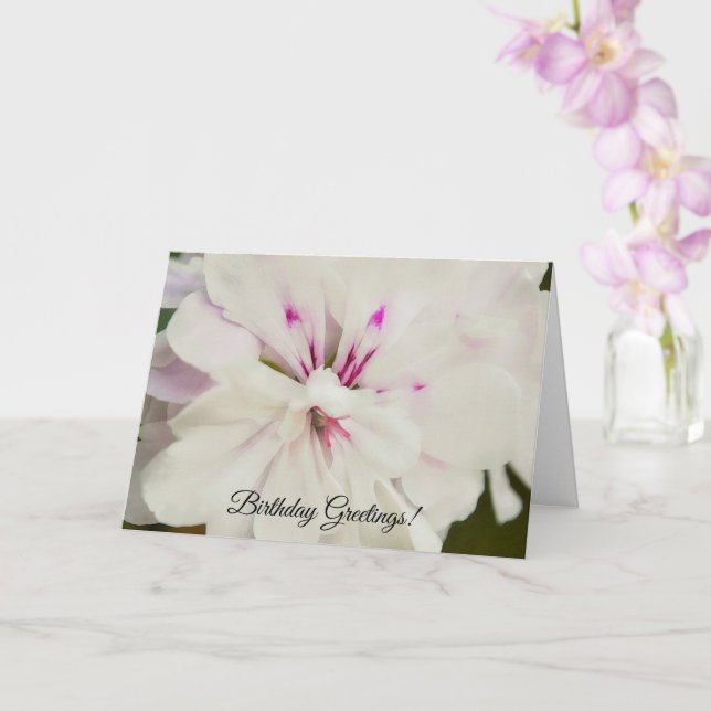 Weiße und rosafarbene Blume Blumenmuster Geburtsta Karte (Orchidee)
