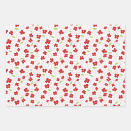 Weiße und rote Blume Geschenkpapier Set