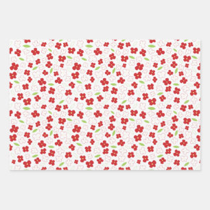 Weiße und rote Blume Geschenkpapier Set
