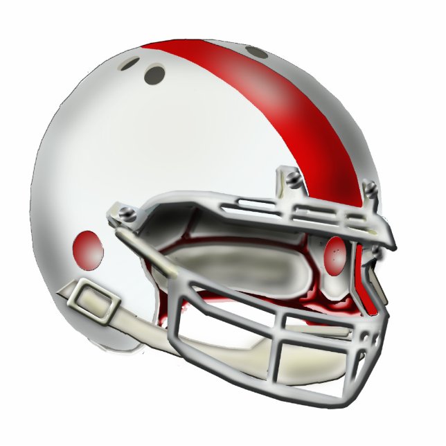 Weiße und rote Football-Helm-Verzierung Fotoskulptur Ornament (Vorne)
