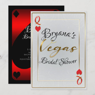 Weiße und rote Herzkönigin Vegas-Brautparty Einladung
