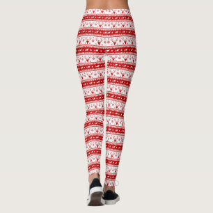 Weiße und rote Hirschköpfe Muster Leggings