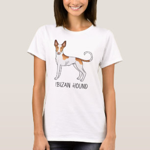 Weiße und rote Ibizan-Hunde glatter Coat Hund mit T-Shirt