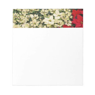 Weiße und rote Poinsettien I Holiday Floral Notizblock