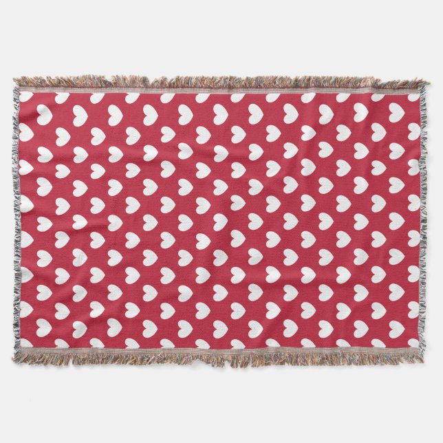 Weiße und rote Polka-Herzen Decke (Vorderseite)