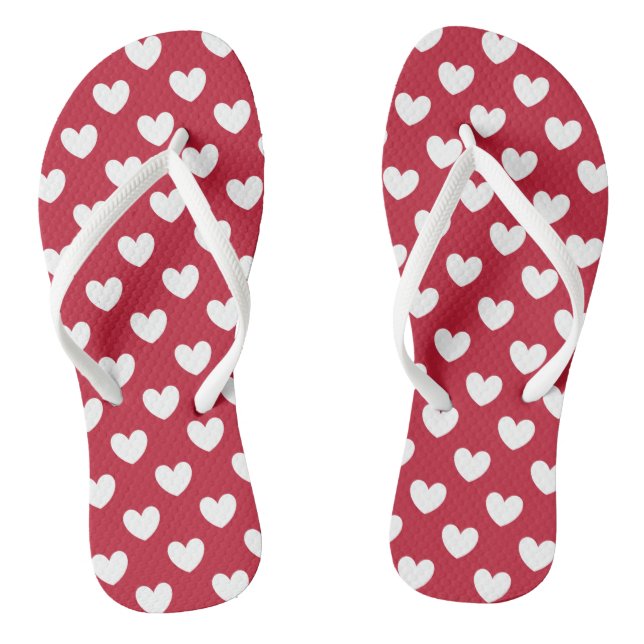 Weiße und rote Polka-Herzen Flip Flops (Fußbett)