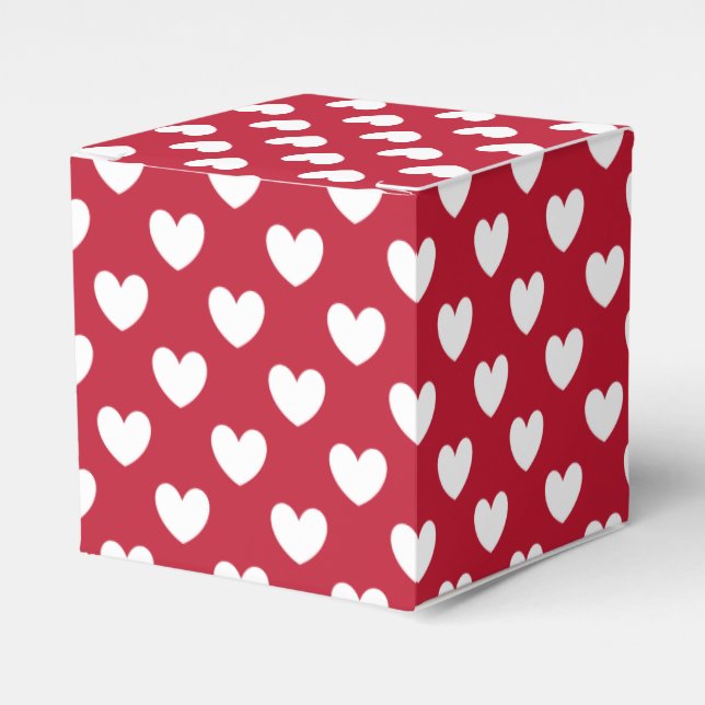 Weiße und rote Polka-Herzen Geschenkschachtel (Vorderseite)