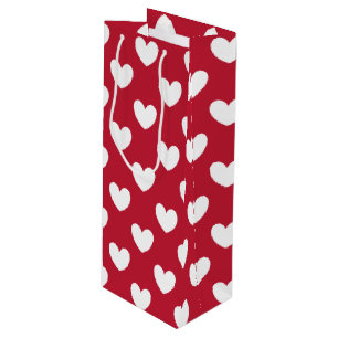 Weiße und rote Polka-Herzen Geschenktüte Für Weinflaschen