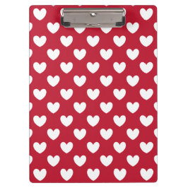 Weiße und rote Polka-Herzen Klemmbrett
