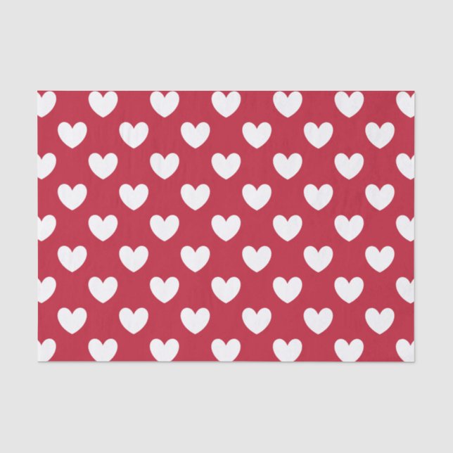 Weiße und rote Polka-Herzen Seidenpapier (Vorderseite)