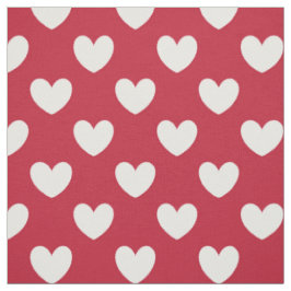 Weiße und rote Polka-Herzen Stoff