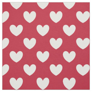 Weiße und rote Polka-Herzen Stoff