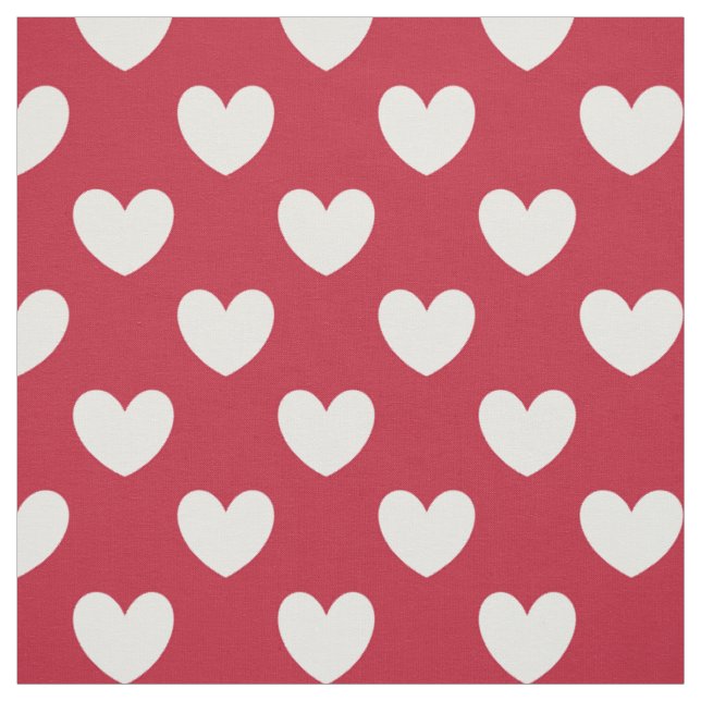 Weiße und rote Polka-Herzen Stoff (Muster)