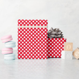 Weiße und rote Polka-Punkte Geschenkpapier