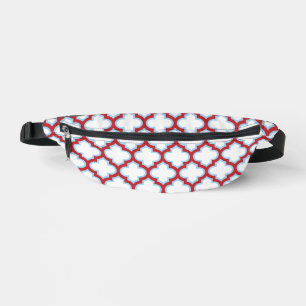 Weiße und rote Trellis, Gitter, Quatrefolie Bauchtasche