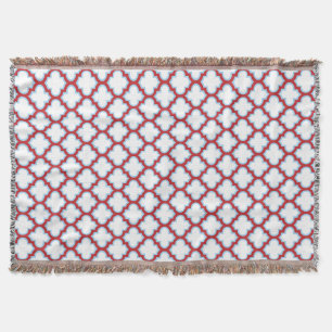 Weiße und rote Trellis, Gitter, Quatrefolie Decke