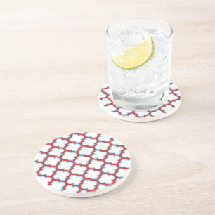 Weiße und rote Trellis, Gitter, Quatrefolie Getränkeuntersetzer
