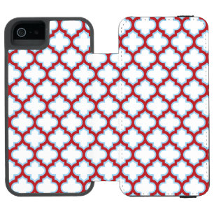 Weiße und rote Trellis, Gitter, Quatrefolie Incipio Watson™ iPhone 5 Geldbörsen Hülle
