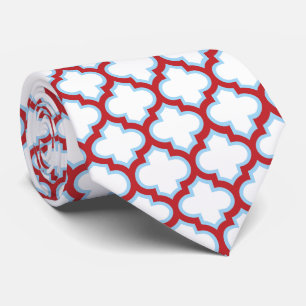 Weiße und rote Trellis, Gitter, Quatrefolie Krawatte