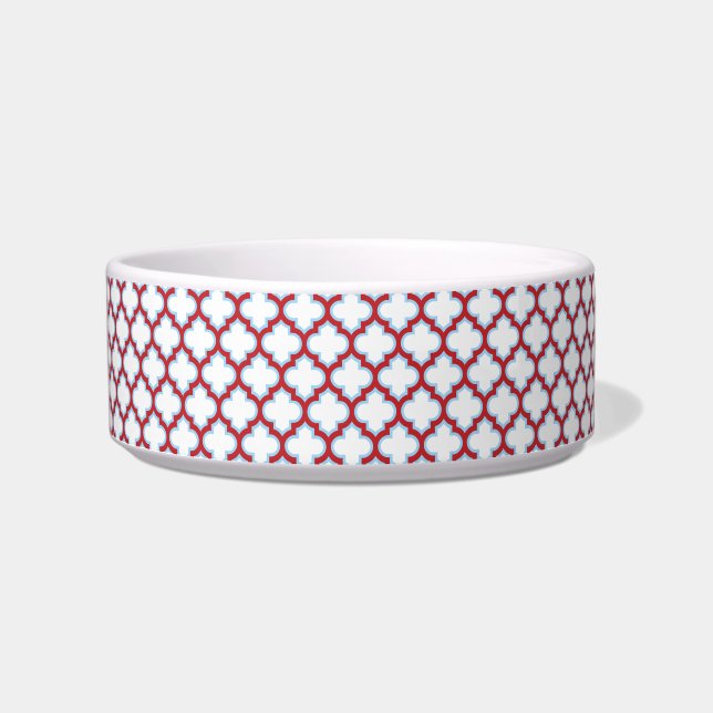 Weiße und rote Trellis, Gitter, Quatrefolie Napf (Vorderseite)