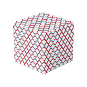 Weiße und rote Trellis, Gitter, Quatrefolie Würfel