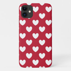 Weiße und rote Tupfenherzen Case-Mate iPhone Hülle