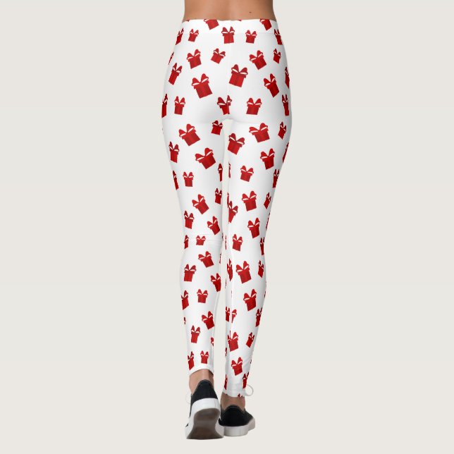 Weiße und rote Weihnachtsfeiertage Geschenkboxen M Leggings (Rückseite)