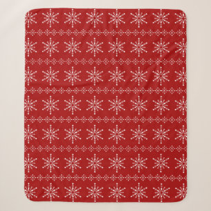Weiße und rote Weihnachtsschneeflocken Sherpadecke