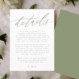 Weiße und sattelgrüne moderne Hochzeitskarte RSVP Karte