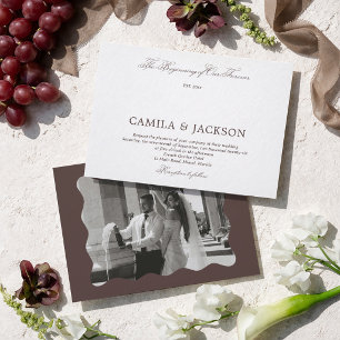 Weiße und Schokoladenbraune Hochzeit Einladung