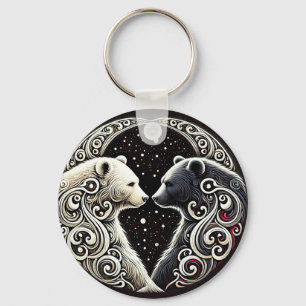 Weiße und schwarze Bären in einem Yin-Yang-Design Schlüsselanhänger