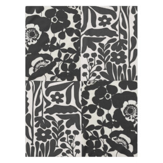 weiße und schwarze Blumendecke Tischdecke