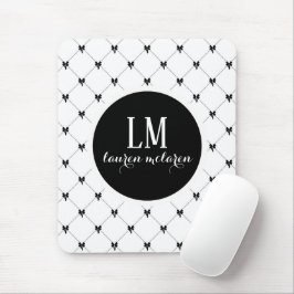 Weiße und schwarze Bogenmonogramm Mousepad