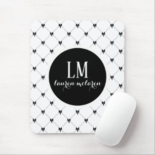 Weiße und schwarze Bogenmonogramm Mousepad
