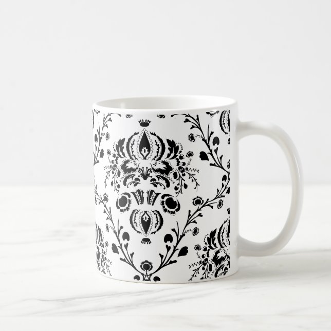 Weiße und schwarze Damaskus Kaffeetasse (Rechts)