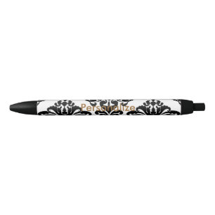 Weiße und schwarze Damast elegante personalisierte Kugelschreiber
