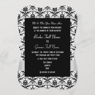 Weiße und schwarze Damast formale Hochzeit Einladung